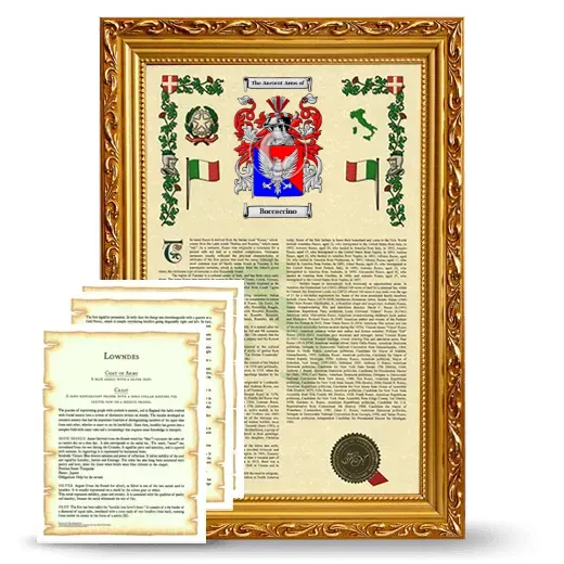Boccaccino Framed Armorial History and Symbolism - Gold