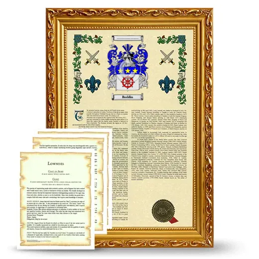 Boddin Framed Armorial History and Symbolism - Gold