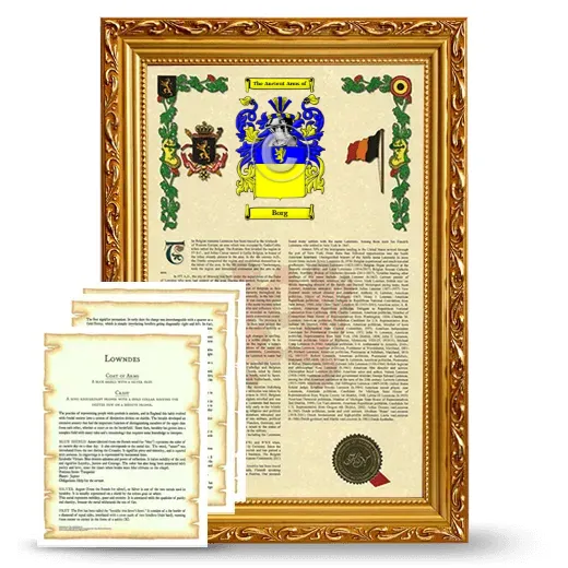 Borg Framed Armorial History and Symbolism - Gold