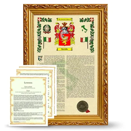 Bortolin Framed Armorial History and Symbolism - Gold