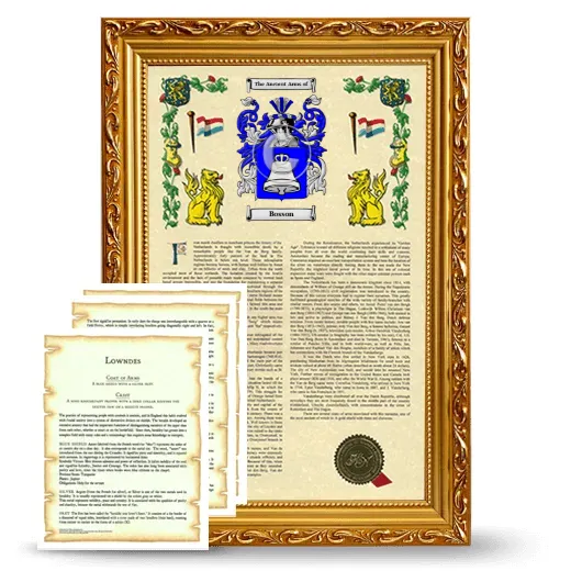 Bosson Framed Armorial History and Symbolism - Gold