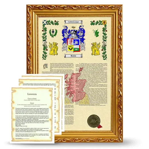 Bowie Framed Armorial History and Symbolism - Gold