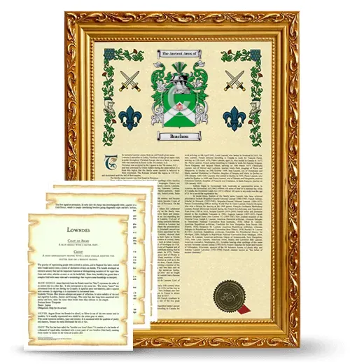 Brachon Framed Armorial History and Symbolism - Gold