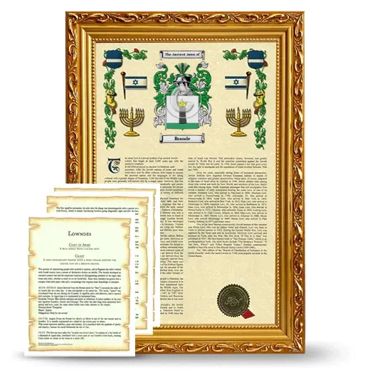 Brande Framed Armorial History and Symbolism - Gold