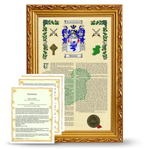 Brannon Framed Armorial History and Symbolism - Gold