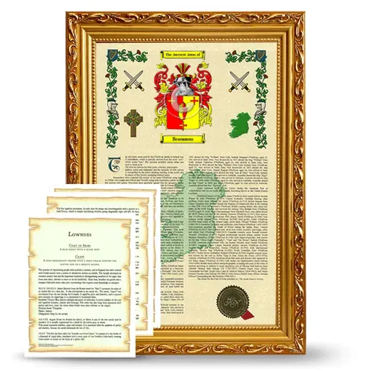 Brannum Framed Armorial History and Symbolism - Gold