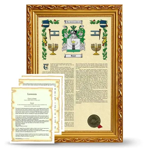 Brant Framed Armorial History and Symbolism - Gold