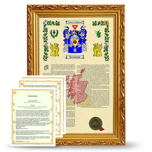Brecanredge Framed Armorial History and Symbolism - Gold