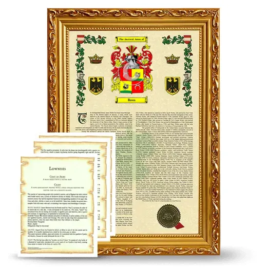 Bren Framed Armorial History and Symbolism - Gold