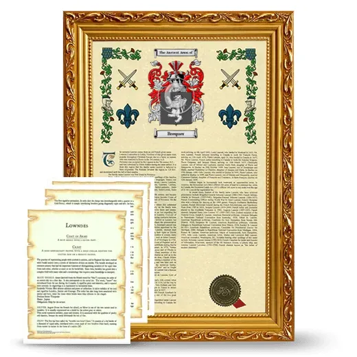 Brequer Framed Armorial History and Symbolism - Gold
