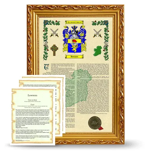 Bresnan Framed Armorial History and Symbolism - Gold