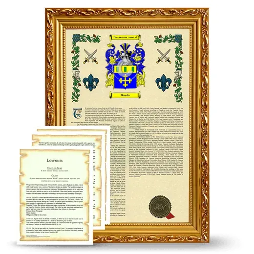 Brodu Framed Armorial History and Symbolism - Gold