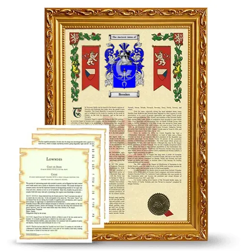 Brosius Framed Armorial History and Symbolism - Gold