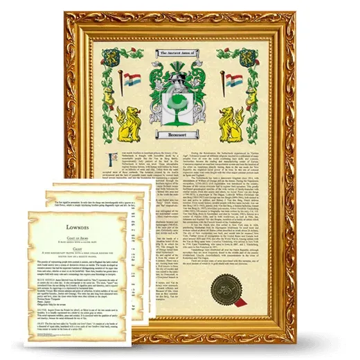 Brouwet Framed Armorial History and Symbolism - Gold