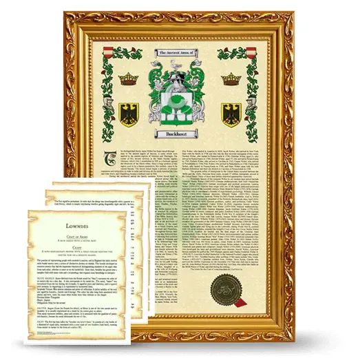 Buckhout Framed Armorial History and Symbolism - Gold