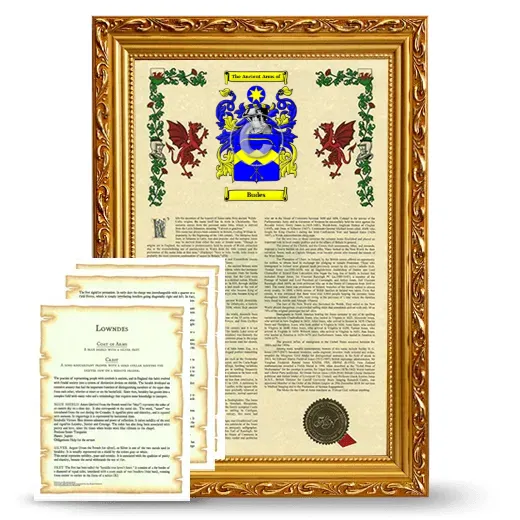 Budes Framed Armorial History and Symbolism - Gold