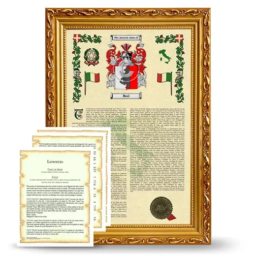 Buri Framed Armorial History and Symbolism - Gold