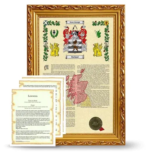 Burland Framed Armorial History and Symbolism - Gold