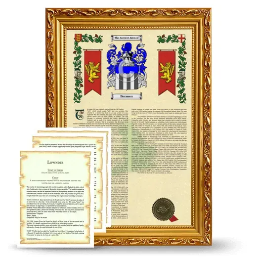 Burman Framed Armorial History and Symbolism - Gold