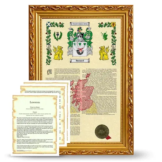 Burnard Framed Armorial History and Symbolism - Gold