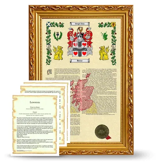 Butar Framed Armorial History and Symbolism - Gold