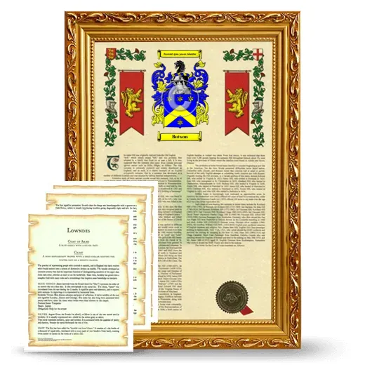 Butson Framed Armorial History and Symbolism - Gold