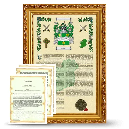 Cahy' Framed Armorial History and Symbolism - Gold