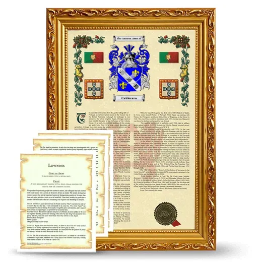 Calderaro Framed Armorial History and Symbolism - Gold