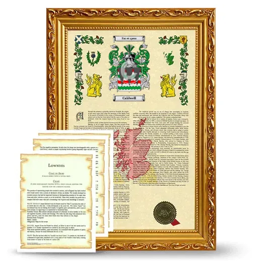 Caldwell Framed Armorial History and Symbolism - Gold