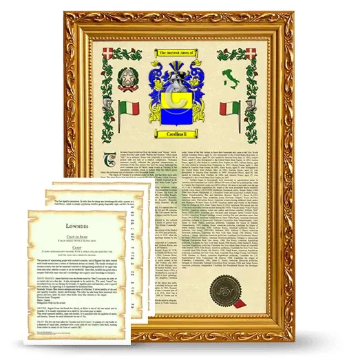 Cardinali Framed Armorial History and Symbolism - Gold