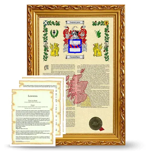 Carmichan Framed Armorial History and Symbolism - Gold
