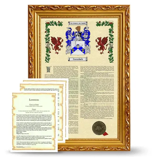 Carradoch Framed Armorial History and Symbolism - Gold