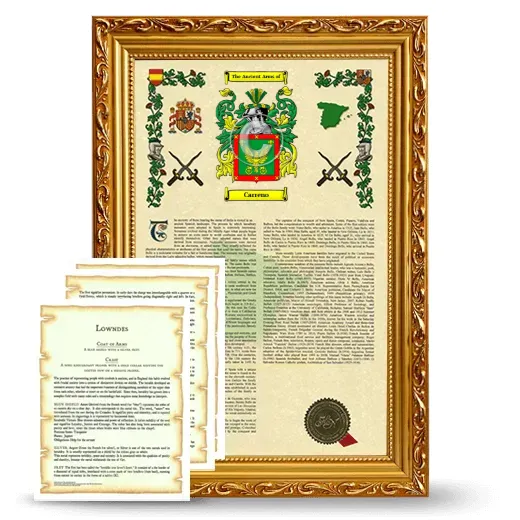 Carreno Framed Armorial History and Symbolism - Gold