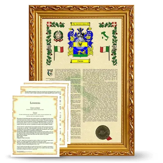 Carro Framed Armorial History and Symbolism - Gold