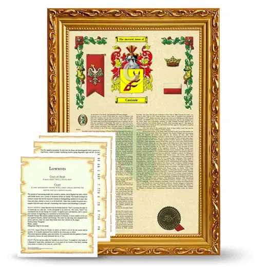 Casimir Framed Armorial History and Symbolism - Gold
