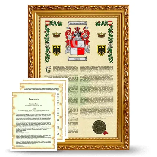 Castle Framed Armorial History and Symbolism - Gold