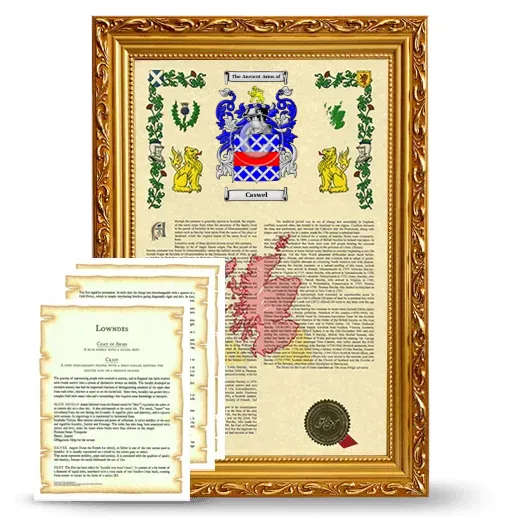 Caswel Framed Armorial History and Symbolism - Gold