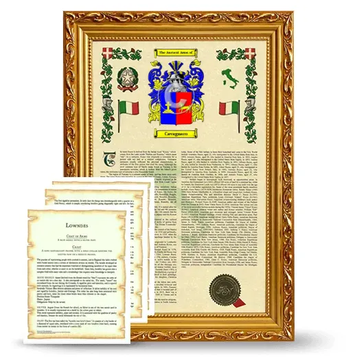 Cavagnaro Framed Armorial History and Symbolism - Gold