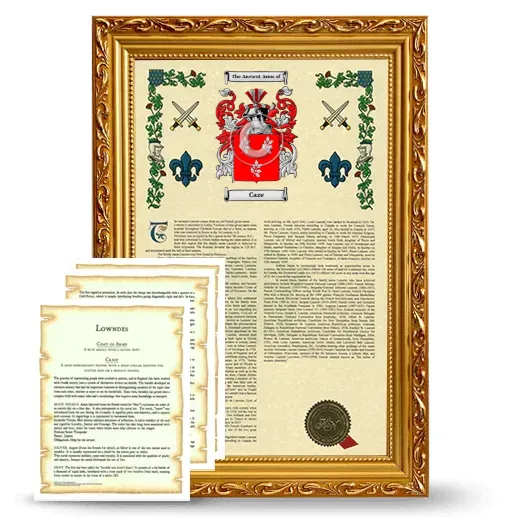 Caze Framed Armorial History and Symbolism - Gold
