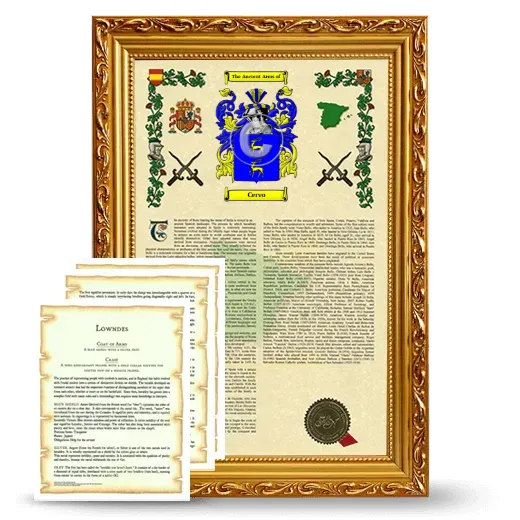 Cervo Framed Armorial History and Symbolism - Gold