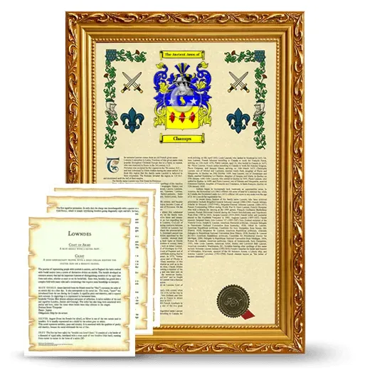 Champs Framed Armorial History and Symbolism - Gold