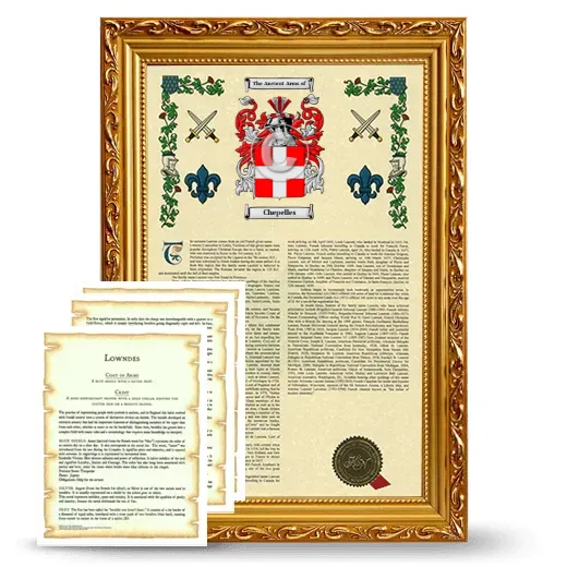 Chepelles Framed Armorial History and Symbolism - Gold
