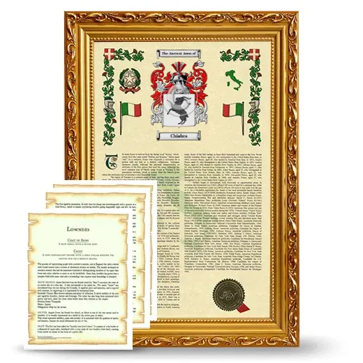 Chiabra Framed Armorial History and Symbolism - Gold
