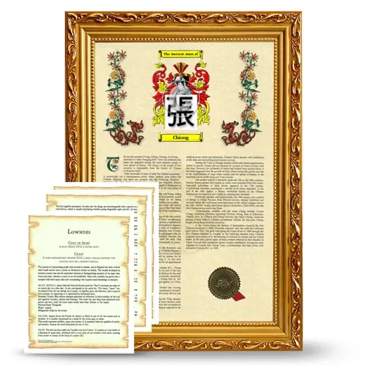 Chiong Framed Armorial History and Symbolism - Gold