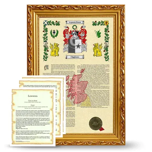 Claghorn Framed Armorial History and Symbolism - Gold