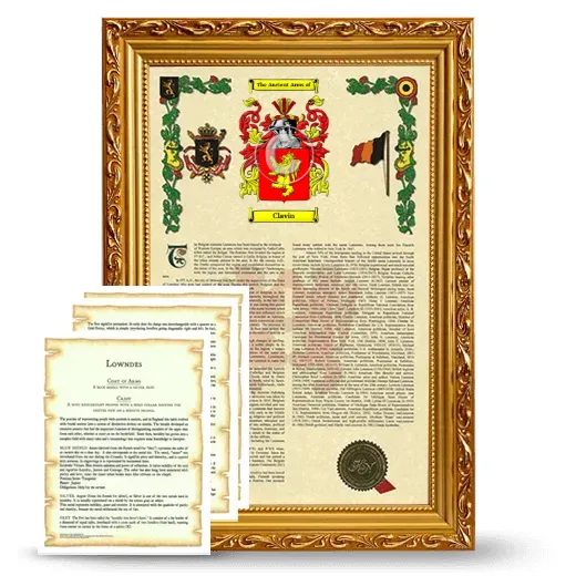 Clavin Framed Armorial History and Symbolism - Gold