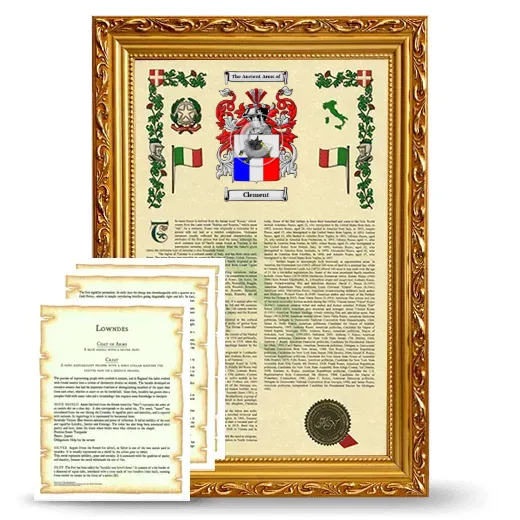 Clement Framed Armorial History and Symbolism - Gold
