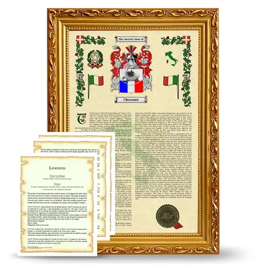 Clemente Framed Armorial History and Symbolism - Gold