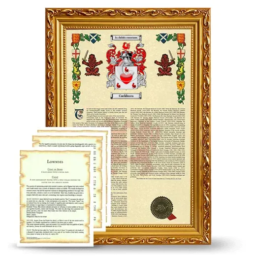 Cockburn Framed Armorial History and Symbolism - Gold