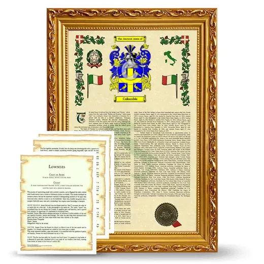 Colombis Framed Armorial History and Symbolism - Gold